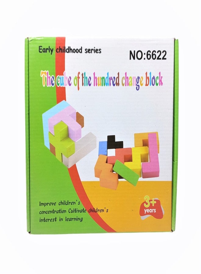 Folca®Wooden Montessori Cube Puzzle Game, Cube of The Hundred Change Block, Solving The Puzzle in Different Ways, Mind Game Toy, Brain Training Geometry Game. - Image 2